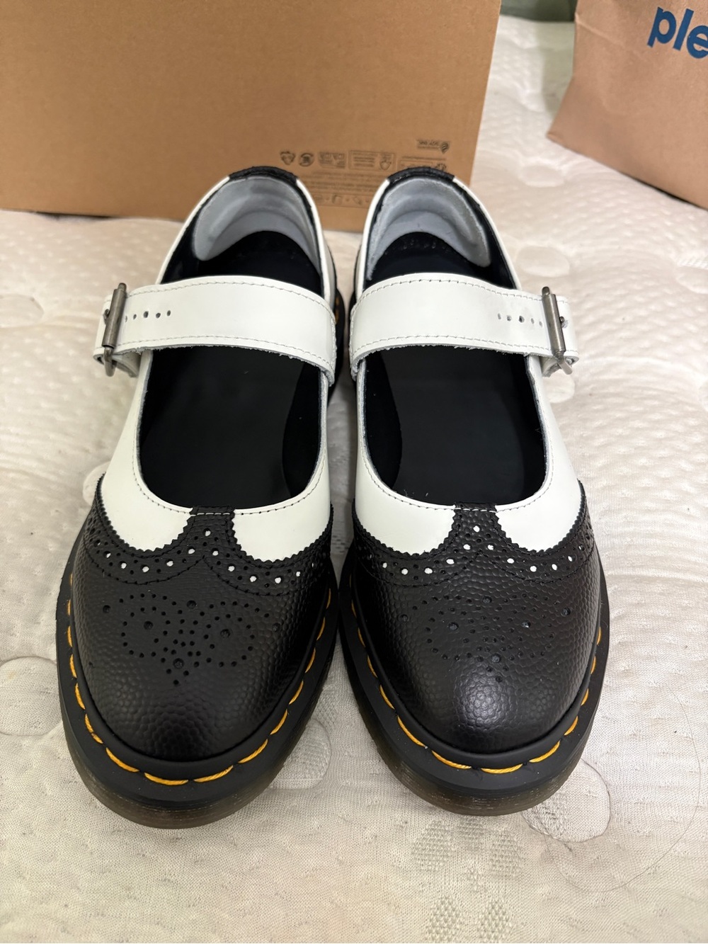Dr. Martens Women's Black and White Mary Jane Flat - Picture 6 of 7